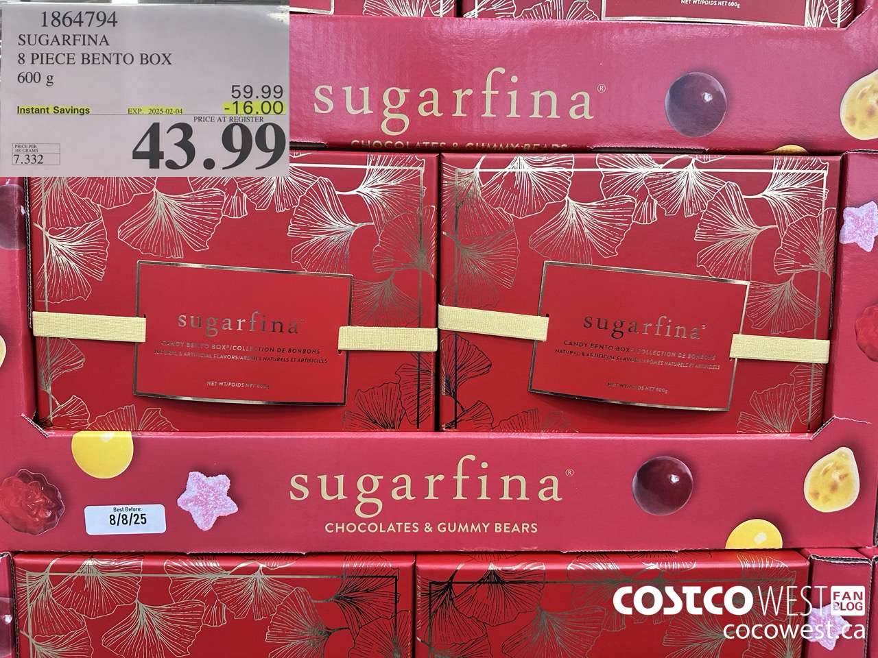 1864794 SUGARFINA 8 PIECE BENTO BOX 600G ($16.00 INSTANT SAVINGS EXPIRES ON 2025-02-04) $43.99