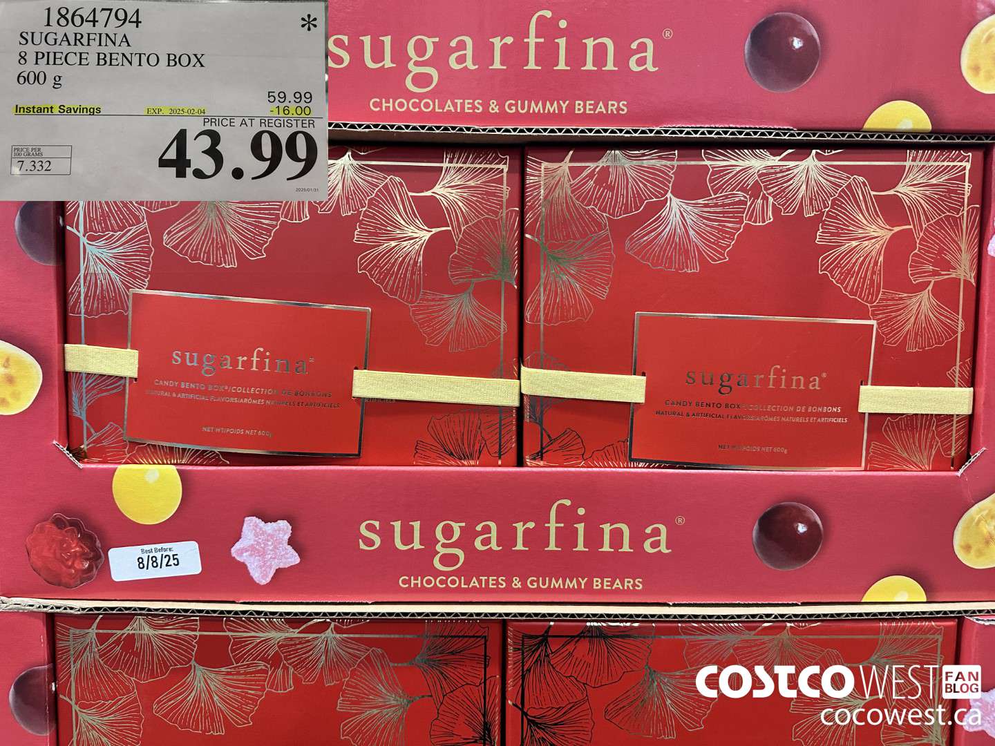 1864794 SUGARFINA 8 PIECE BENTO BOX 600G ($16.00 INSTANT SAVINGS EXPIRES ON 2025-02-04) $43.99