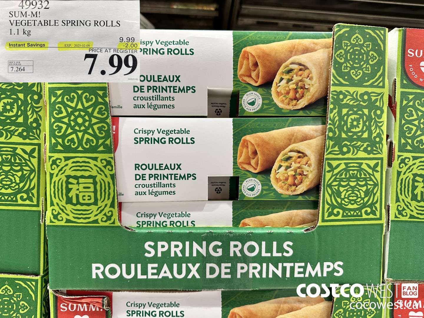 49932 SUM-M! VEGETABLE SPRING ROLL 1 kg ($2.00 INSTANT SAVINGS EXPIRES ON 2025-02-09) $7.99