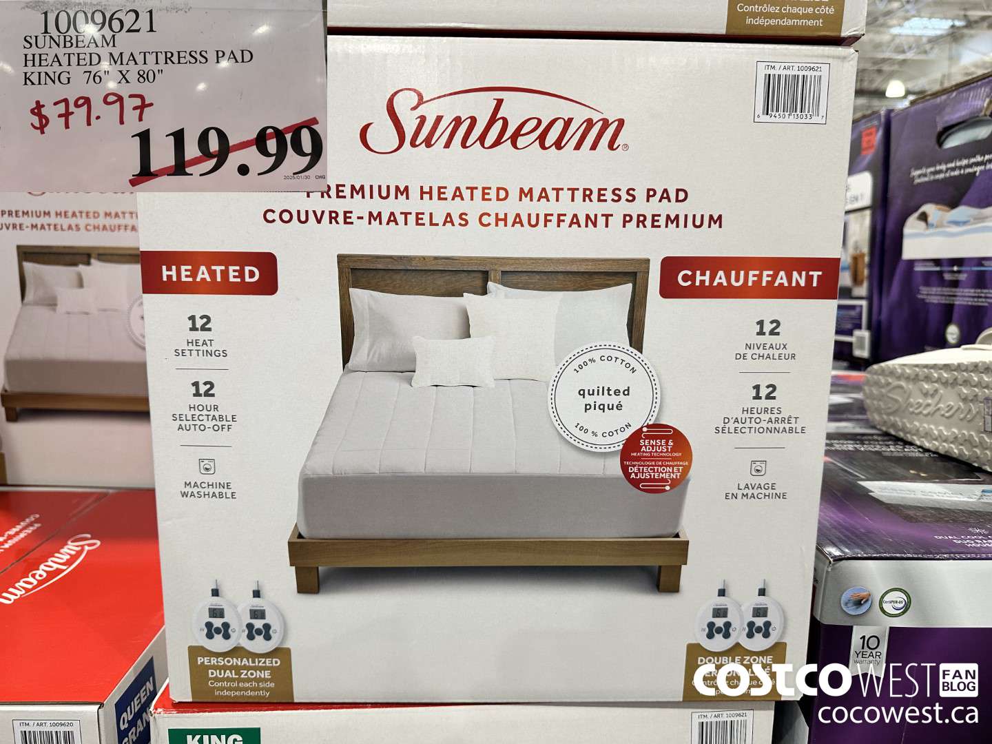 1009621 SUNBEAM HEATED MATTRESS PAD KING 76