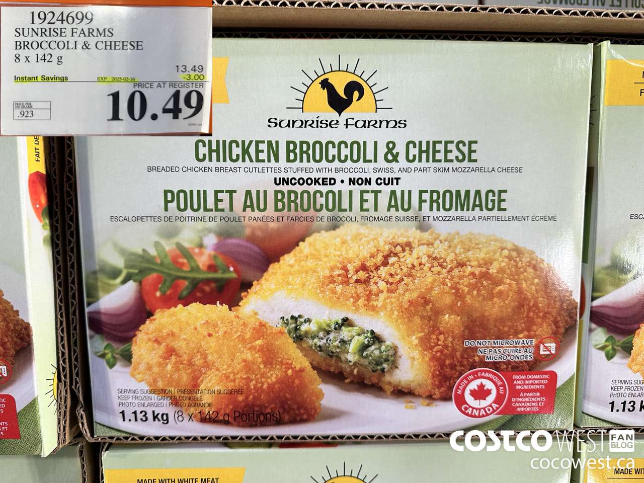 1924699 SUNRISE FARMS BROCCOLI & CHEESE 8 X 142 G ($3.00 INSTANT SAVINGS EXPIRES ON 2025-02-16) $10.49