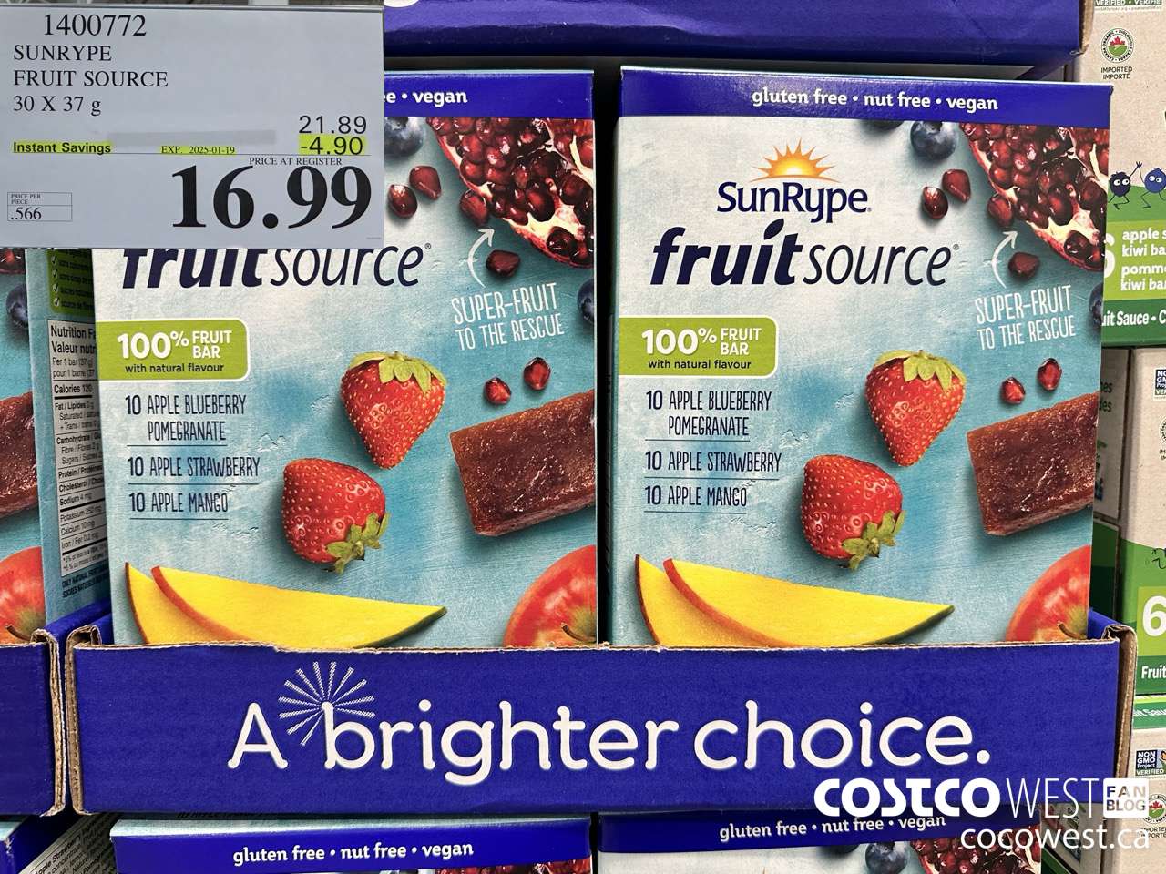 1400772 SUNRYPE FRUIT SOURCE 30 X 37 G ($4.90 INSTANT SAVINGS EXPIRES ON 2025-01-19) $16.99