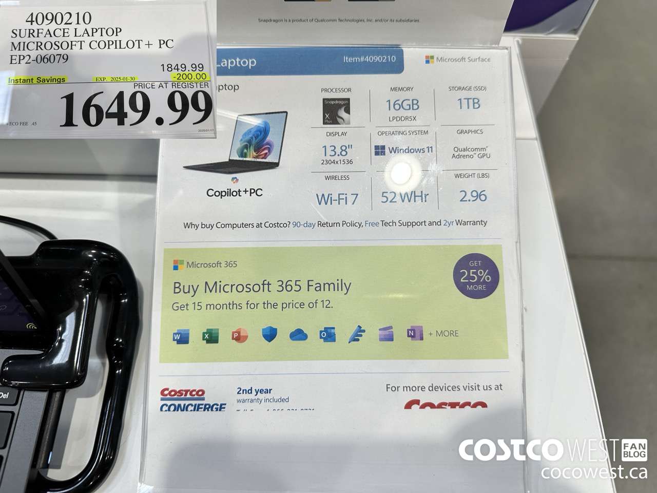 4090210 SURFACE LAPTOP MICROSOFT COPILOT + PC EP2-06079 ($200.00 INSTANT SAVINGS EXPIRES ON 2025-01-30) $1649.99