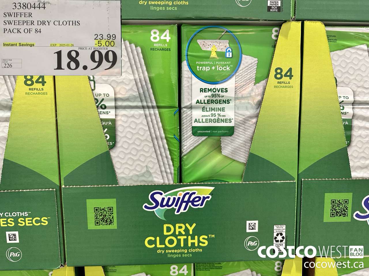 3380444 SWIFFER SWEEPER DRY CLOTHS PACK OF 84 ($5.00 INSTANT SAVINGS EXPIRES ON 2025-01-26) $18.99