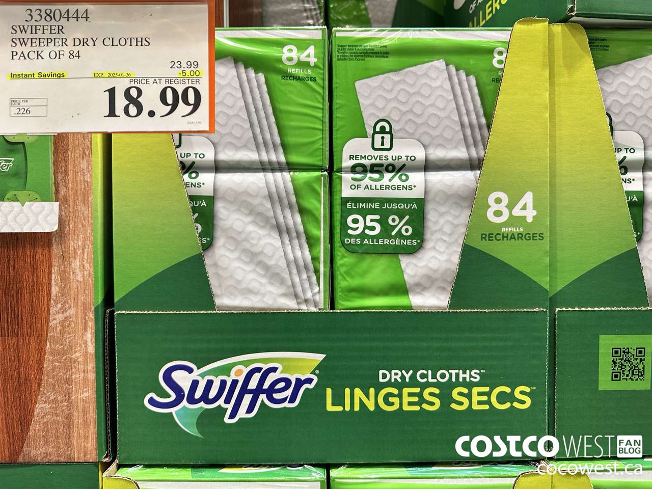 3380444 SWIFFER SWEEPER DRY CLOTHS PACK OF 84 ($5.00 INSTANT SAVINGS EXPIRES ON 2025-01-26) $18.99