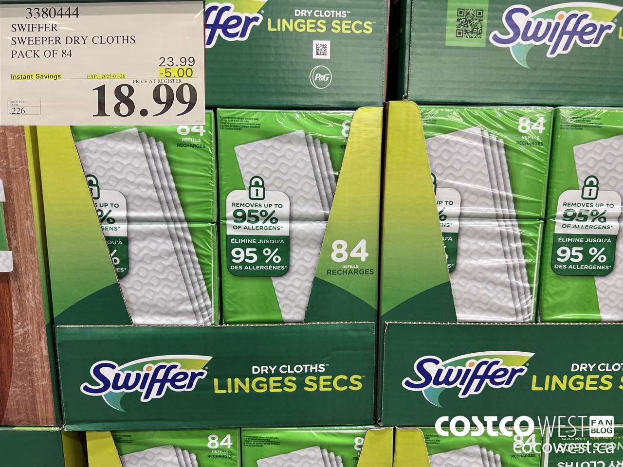 3380444 SWIFFER SWEEPER DRY CLOTHS PACK OF 84 ($5.00 INSTANT SAVINGS EXPIRES ON 2025-01-26) $18.99