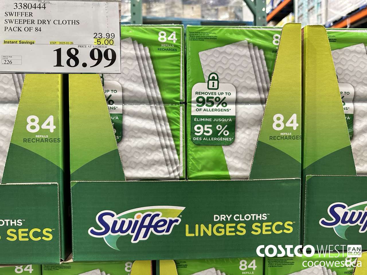 3380444 SWIFFER SWEEPER DRY CLOTHS PACK OF 84 ($5.00 INSTANT SAVINGS EXPIRES ON 2025-01-26) $18.99