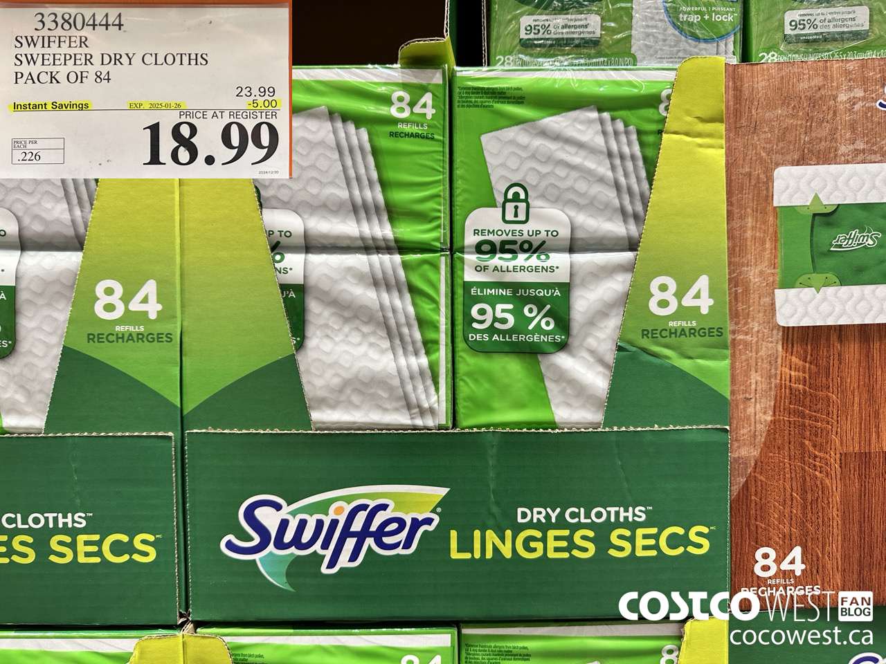 3380444 SWIFFER SWEEPER DRY CLOTHS PACK OF 84 ($5.00 INSTANT SAVINGS EXPIRES ON 2025-01-26) $18.99
