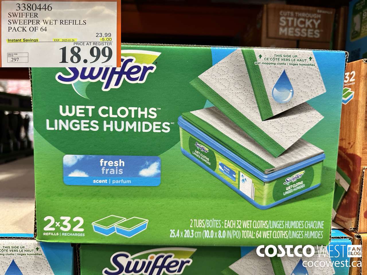 3380446 SWIFFER SWEEPER WET REFILLS PACK OF 64 ($5.00 INSTANT SAVINGS EXPIRES ON 2025-01-26) $18.99