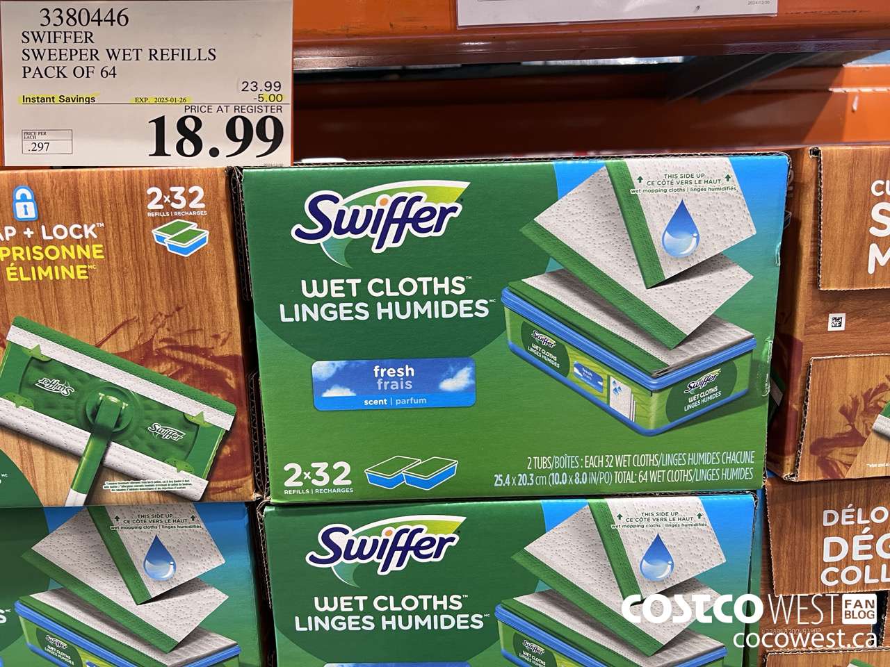 3380446 SWIFFER SWEEPER WET REFILLS PACK OF 64 ($5.00 INSTANT SAVINGS EXPIRES ON 2025-01-26) $18.99