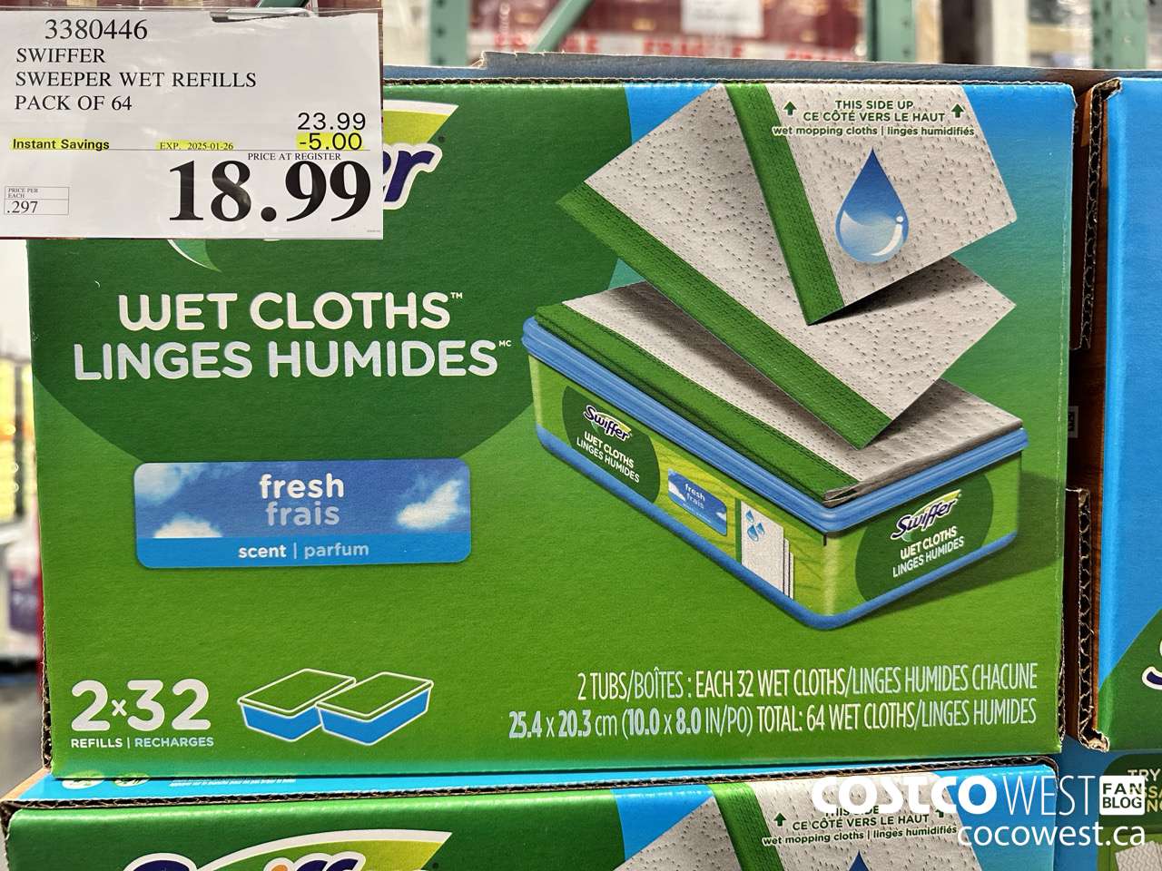 3380446 SWIFFER SWEEPER WET REFILLS PACK OF 64 ($5.00 INSTANT SAVINGS EXPIRES ON 2025-01-26) $18.99