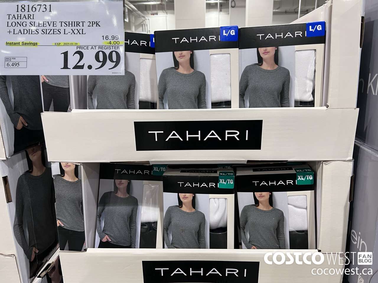 1816731 TAHARI LONG SLEEVE TSHIRT 2PK LADIES SIZES L-XXL ($4.00 INSTANT SAVINGS EXPIRES ON 2025-01-19) $12.99