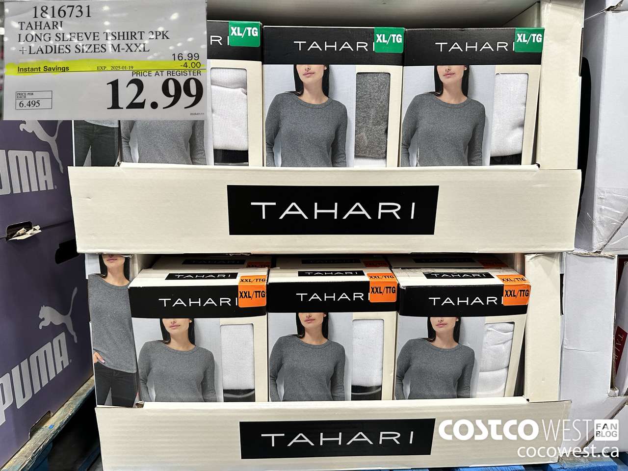 1816731 TAHARI LONG SLEEVE TSHIRT 2PK LADIES SIZES L-XXL ($4.00 INSTANT SAVINGS EXPIRES ON 2025-01-19) $12.99