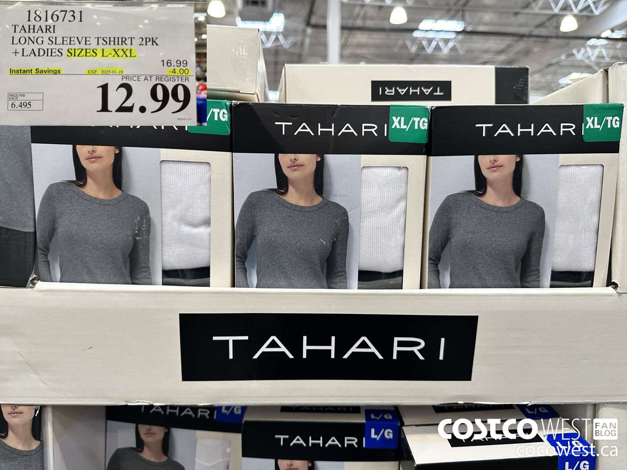 1816731 TAHARI LONG SLEEVE TSHIRT 2PK LADIES SIZES L-XXL ($4.00 INSTANT SAVINGS EXPIRES ON 2025-01-19) $12.99