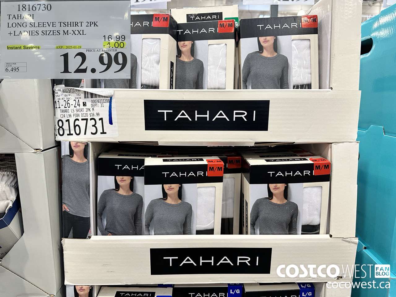 1816730 TAHARI LONG SLEEVE TSHIRT 2PK LADIES SIZES M-XXL ($4.00 INSTANT SAVINGS EXPIRES ON 2025-01-19) $12.99