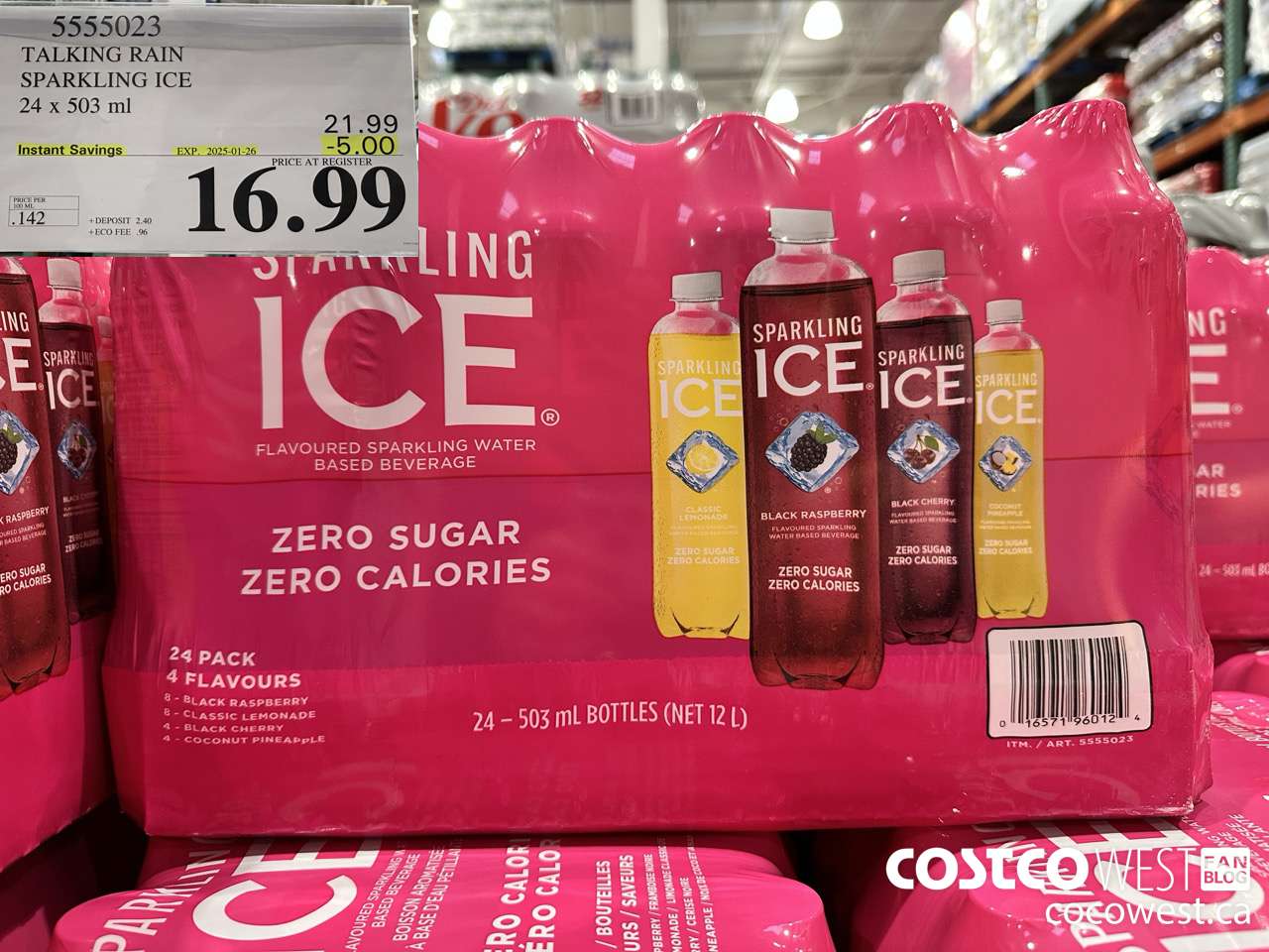 5555023 TALKING RAIN SPARKLING ICE 24 X 503ML ($5.00 INSTANT SAVINGS EXPIRES ON 2025-01-26) $16.99