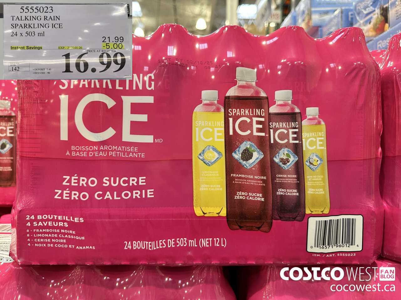 5555023 TALKING RAIN SPARKLING ICE 24 X 503ML ($5.00 INSTANT SAVINGS EXPIRES ON 2025-01-26) $16.99