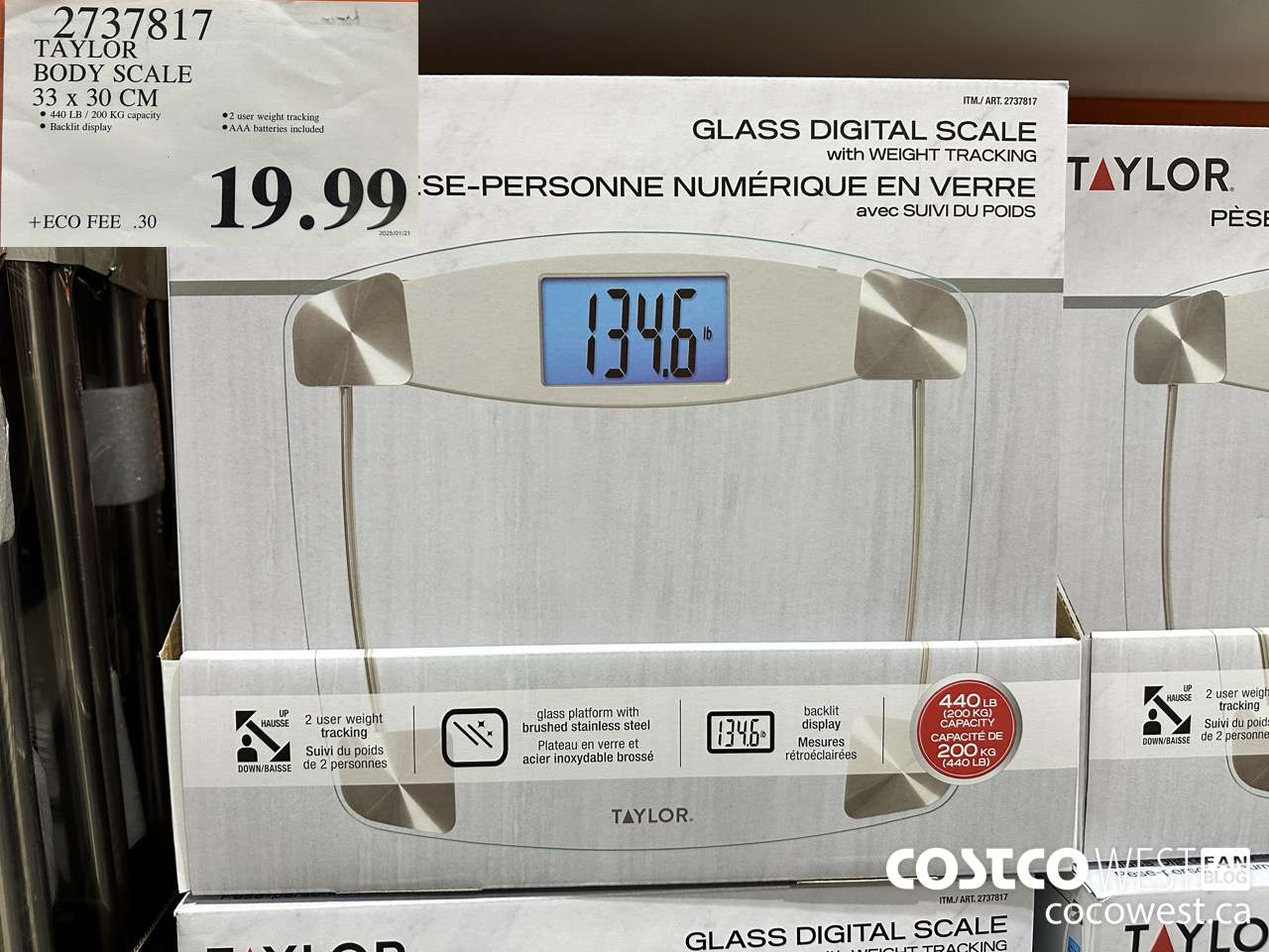 2737817 TAYLOR BODY SCALE 33 X 30CM $19.99