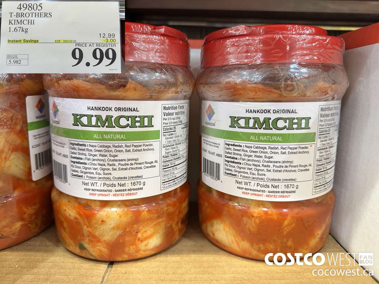 49805 T-BROTHERS KIMCHI 1.67KG ($3.00 INSTANT SAVINGS EXPIRES ON 2025-02-02) $9.99