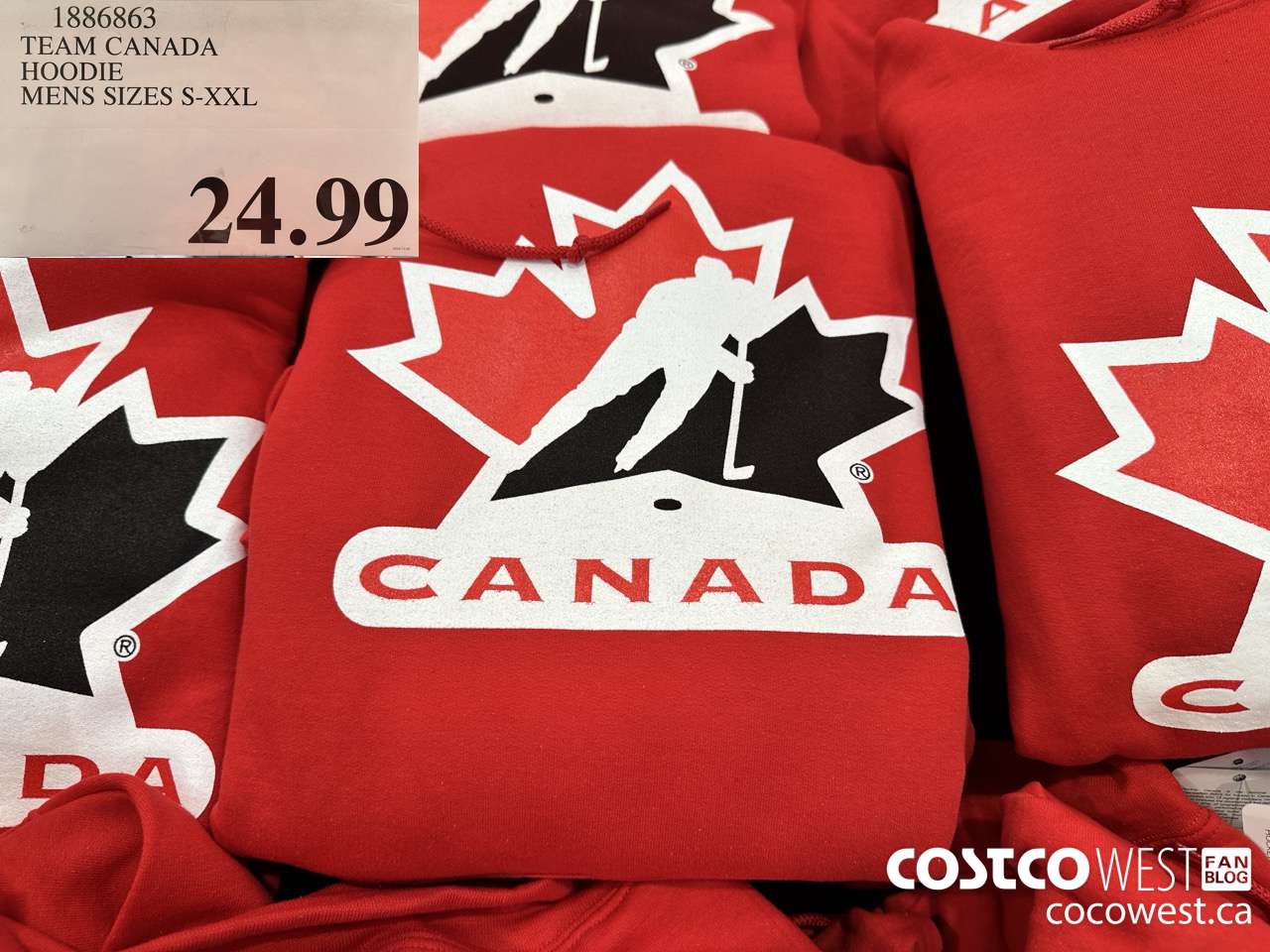 1886863 TEAM CANADA HOODIE MENS SIZES S-XXL $24.99
