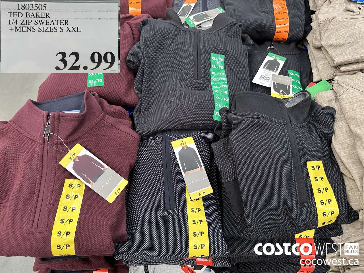 1803505 TED BAKER 1/4 ZIP SWEATER MENS SIZES S-XXL $32.99