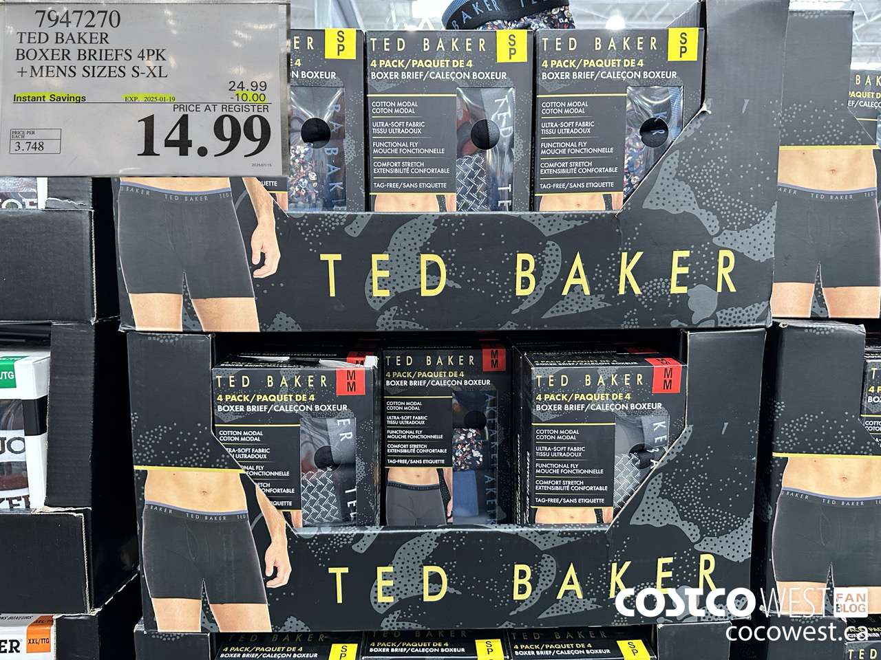 7947270 TED BAKER BOXER BRIEF 4PK MENS SIZES S-XL ($10.00 INSTANT SAVINGS EXPIRES ON 2025-01-19) $14.99