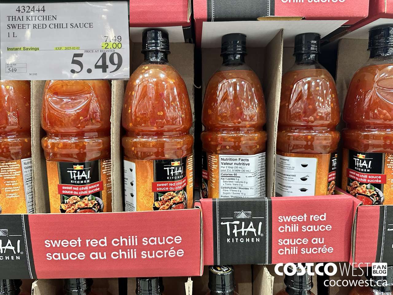 432444 THAI KITCHEN SWEET RED CHILI SAUCE 1L ($2.00 INSTANT SAVINGS EXPIRES ON 2025-02-02) $5.49