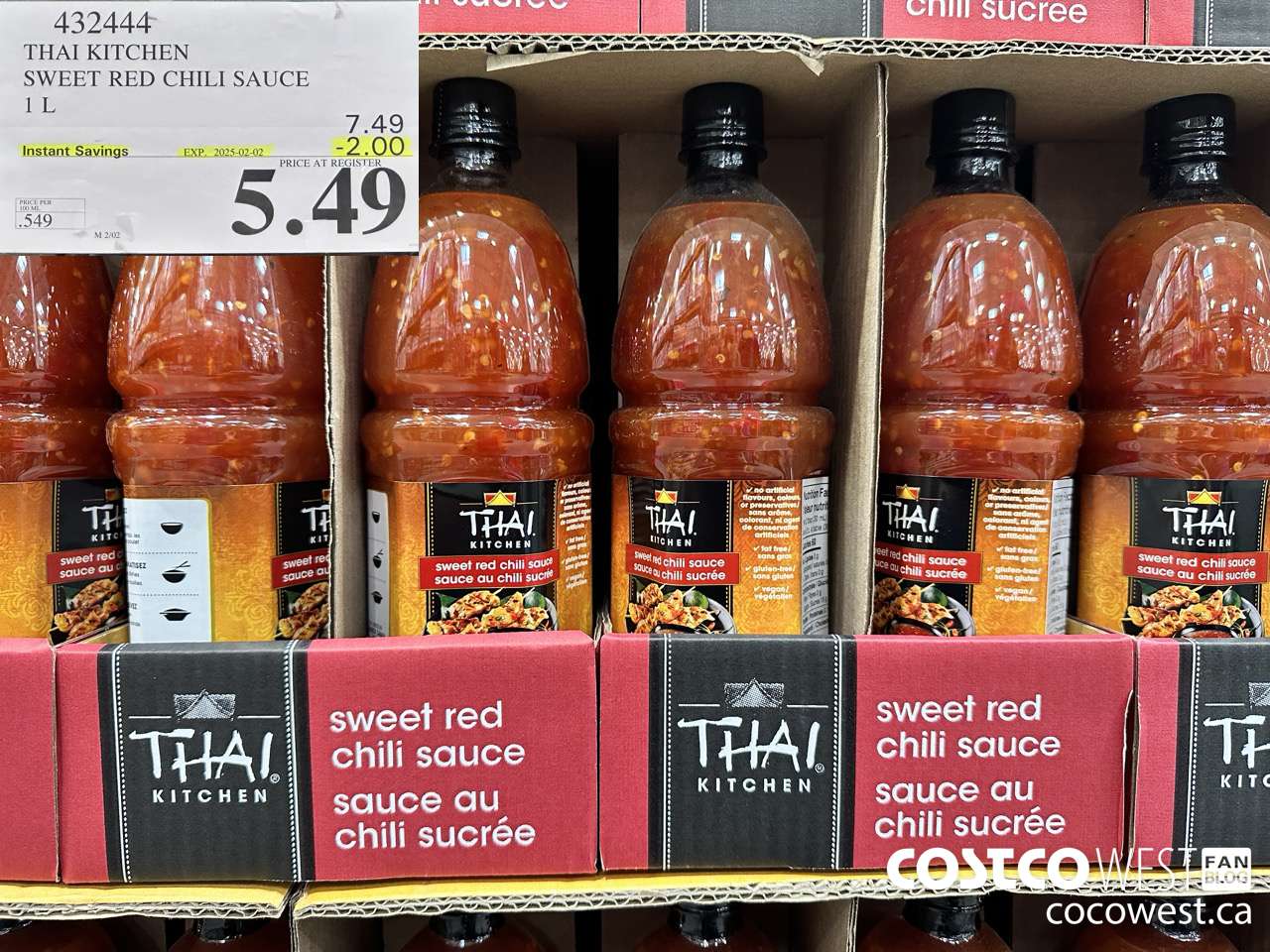 432444 THAI KITCHEN SWEET RED CHILI SAUCE 1L ($2.00 INSTANT SAVINGS EXPIRES ON 2025-02-02) $5.49