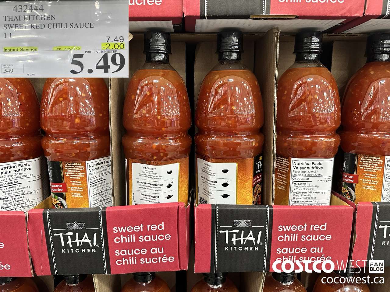 432444 THAI KITCHEN SWEET RED CHILI SAUCE 1L ($2.00 INSTANT SAVINGS EXPIRES ON 2025-02-02) $5.49