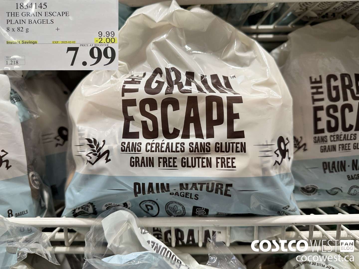 1834145 THE GRAIN ESCAPE PLAIN BAGAELS 8 X 82G ($2.00 INSTANT SAVINGS EXPIRES ON 2025-02-02) $7.99