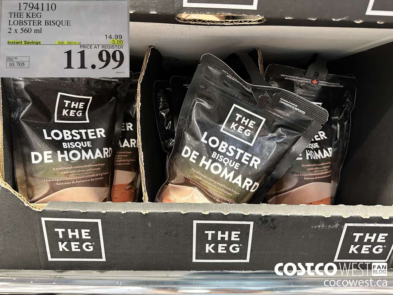 1794110 THE KEG LOBSTER BISQUE 2 X 560 ML ($3.00 INSTANT SAVINGS EXPIRES ON 2025-01-12) $11.99