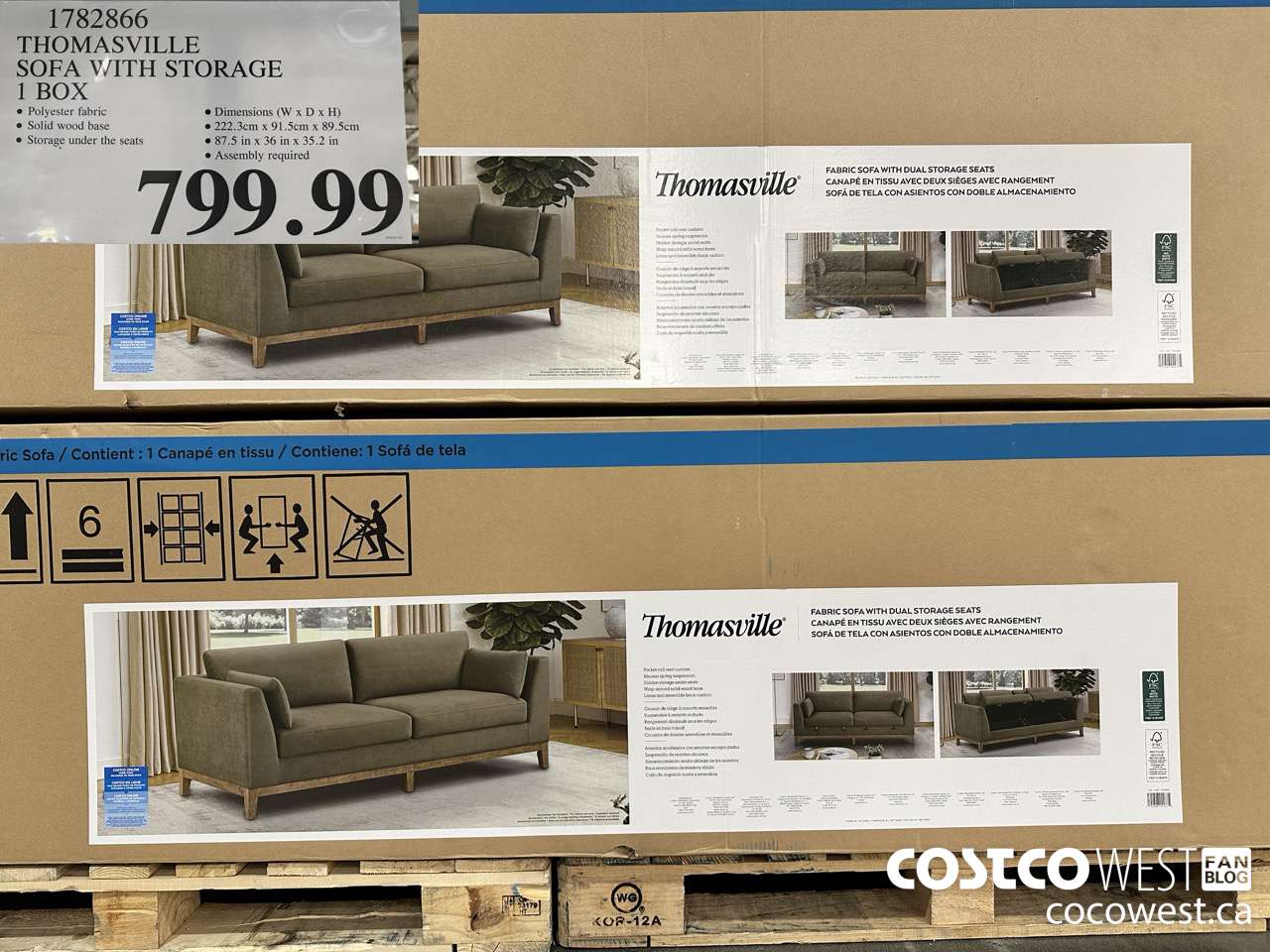 1782866 THOMASVILLE SOFA WITH STORAGE 1 BOX $799.99