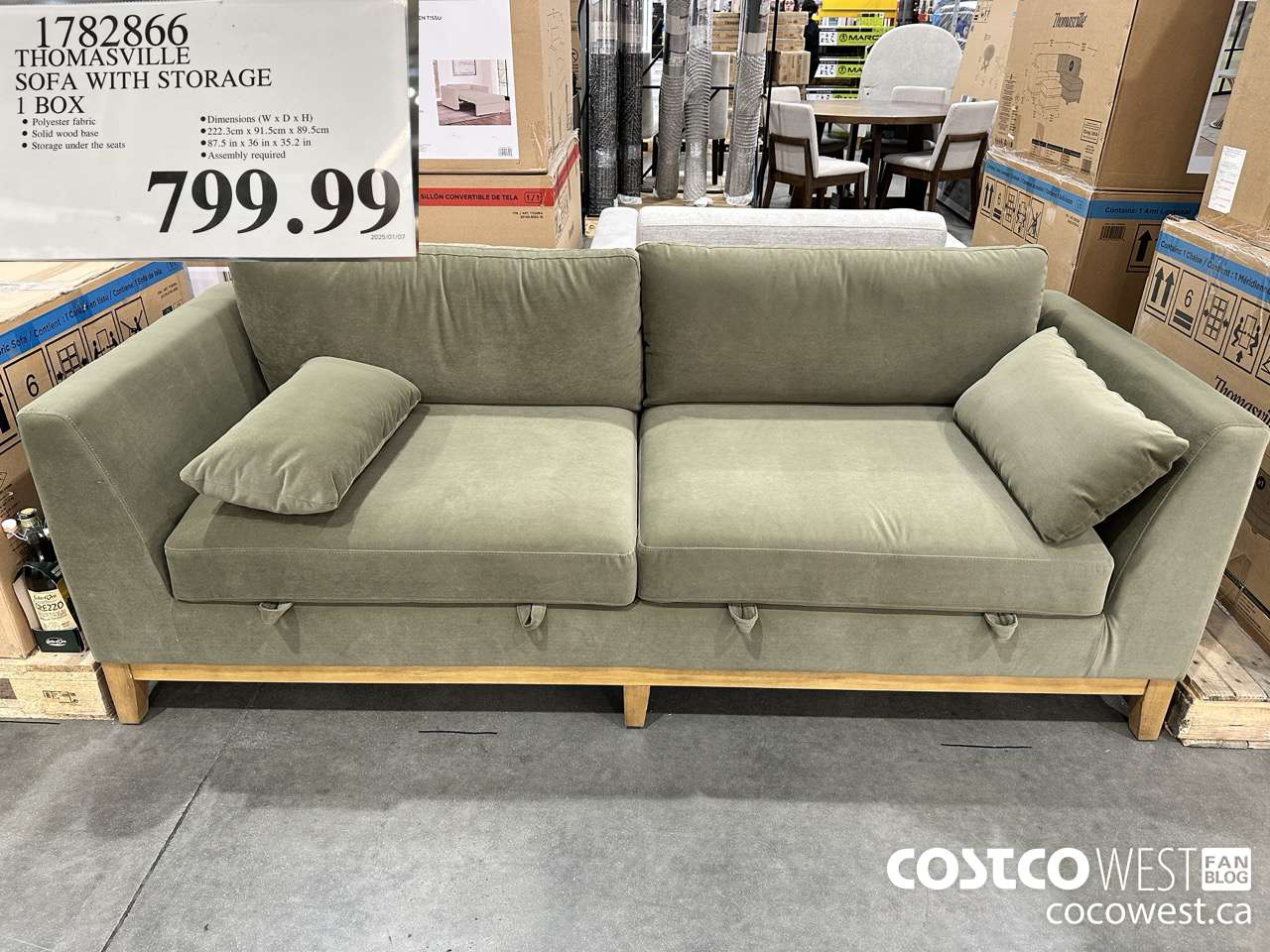 1782866 THOMASVILLE SOFA WITH STORAGE 1 BOX $799.99
