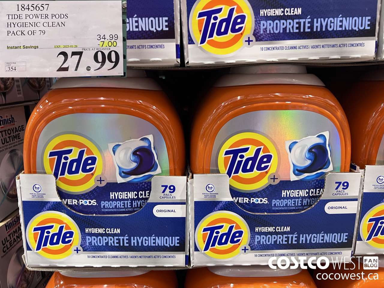 1845657 TIDE POWER PODS HYGIENIC CLEAN PACK OF 79 ($7.00 INSTANT SAVINGS EXPIRES ON 2025-01-26) $27.99