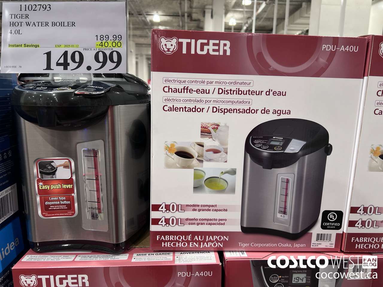 1102793 TIGER HOT WATER BOILER 4.0L ($40.00 INSTANT SAVINGS EXPIRES ON 2025-01-12) $149.99