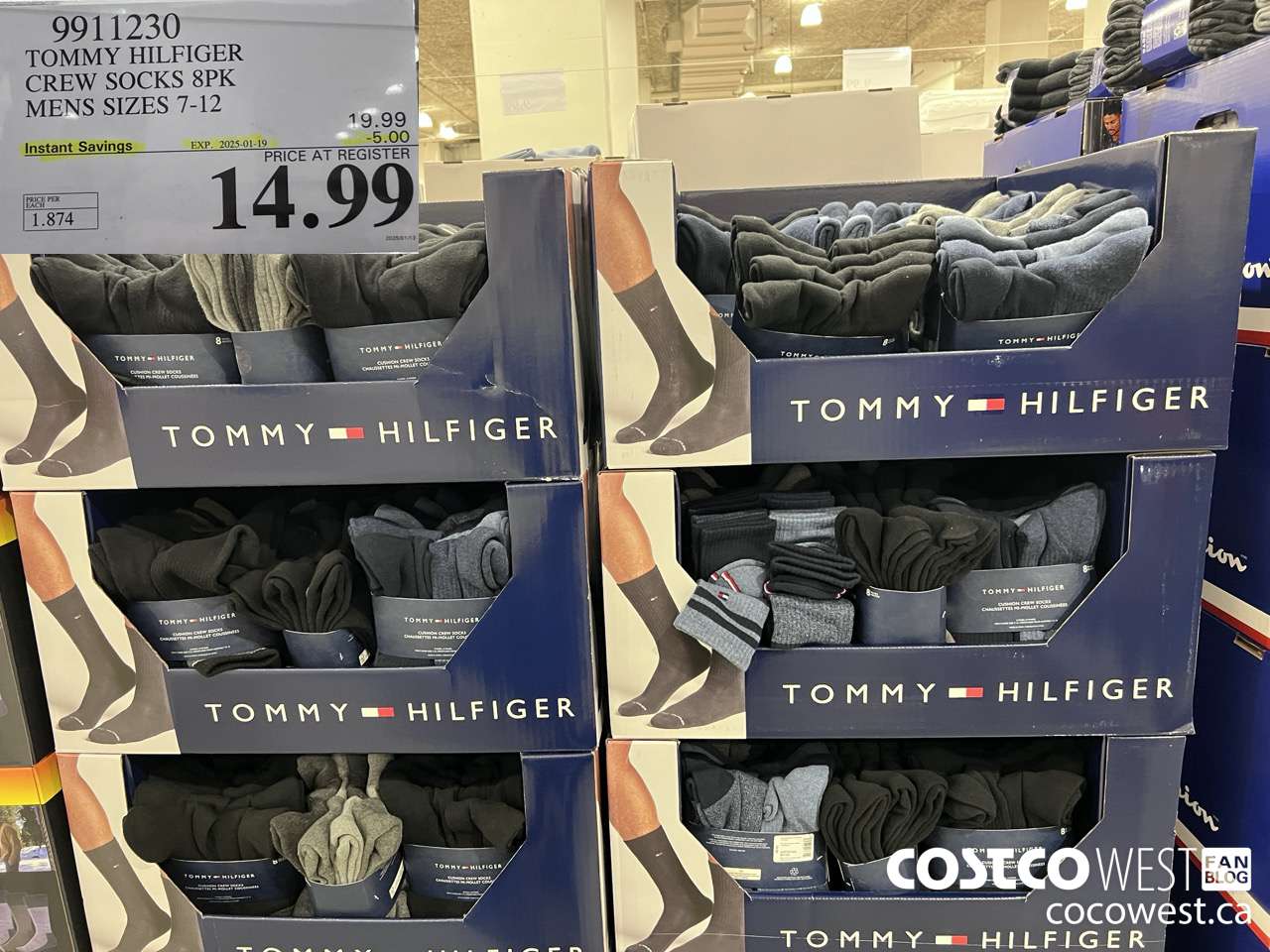 9911230 TOMMY HILFIGER CREW SOCKS 8PK MENS SIZES 7-12  ($5.00 INSTANT SAVINGS EXPIRES ON 2025-01-19) $14.99