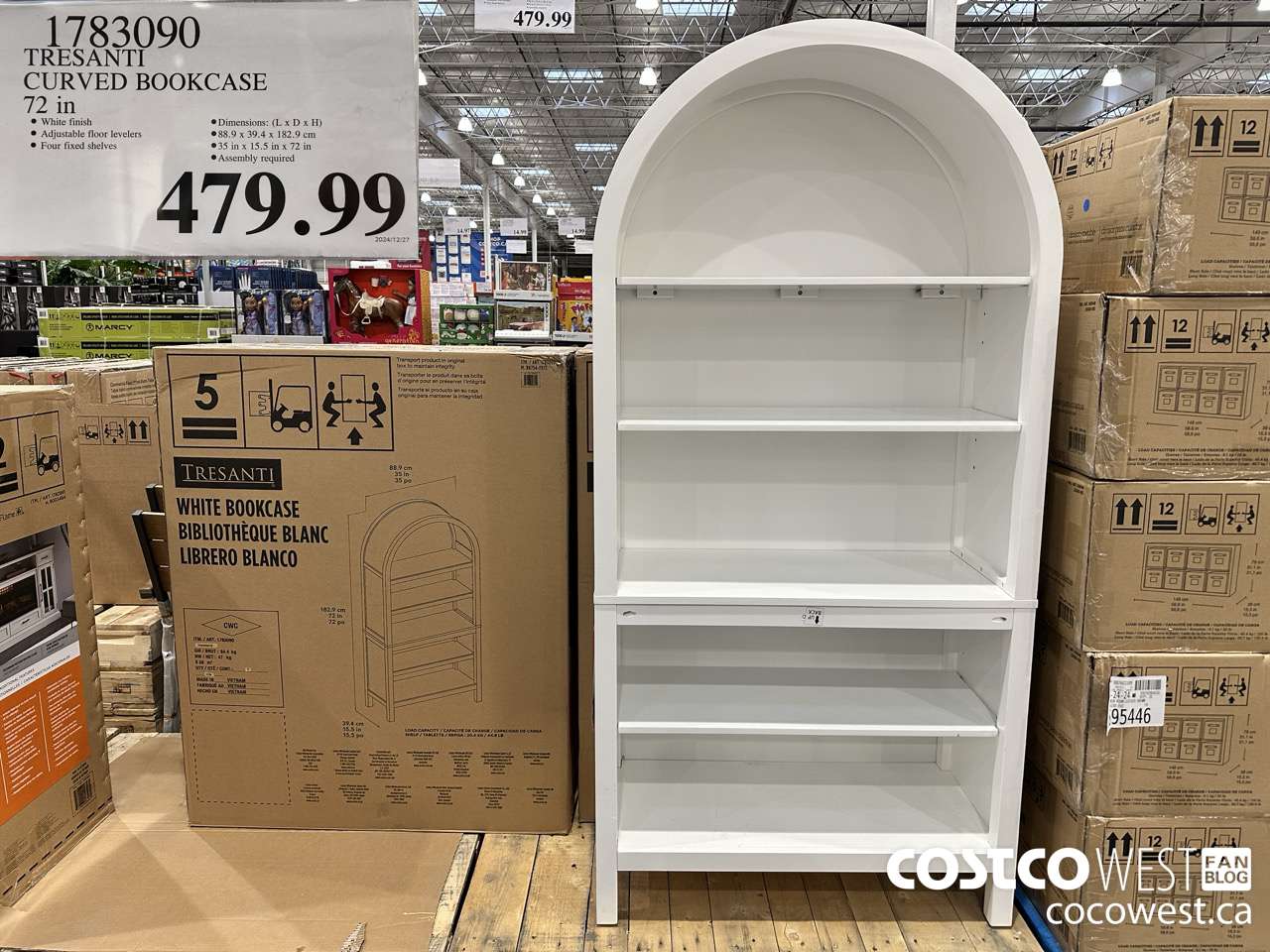 1783090 TRESANTI CURVED BOOKCASE 72IN $479.99