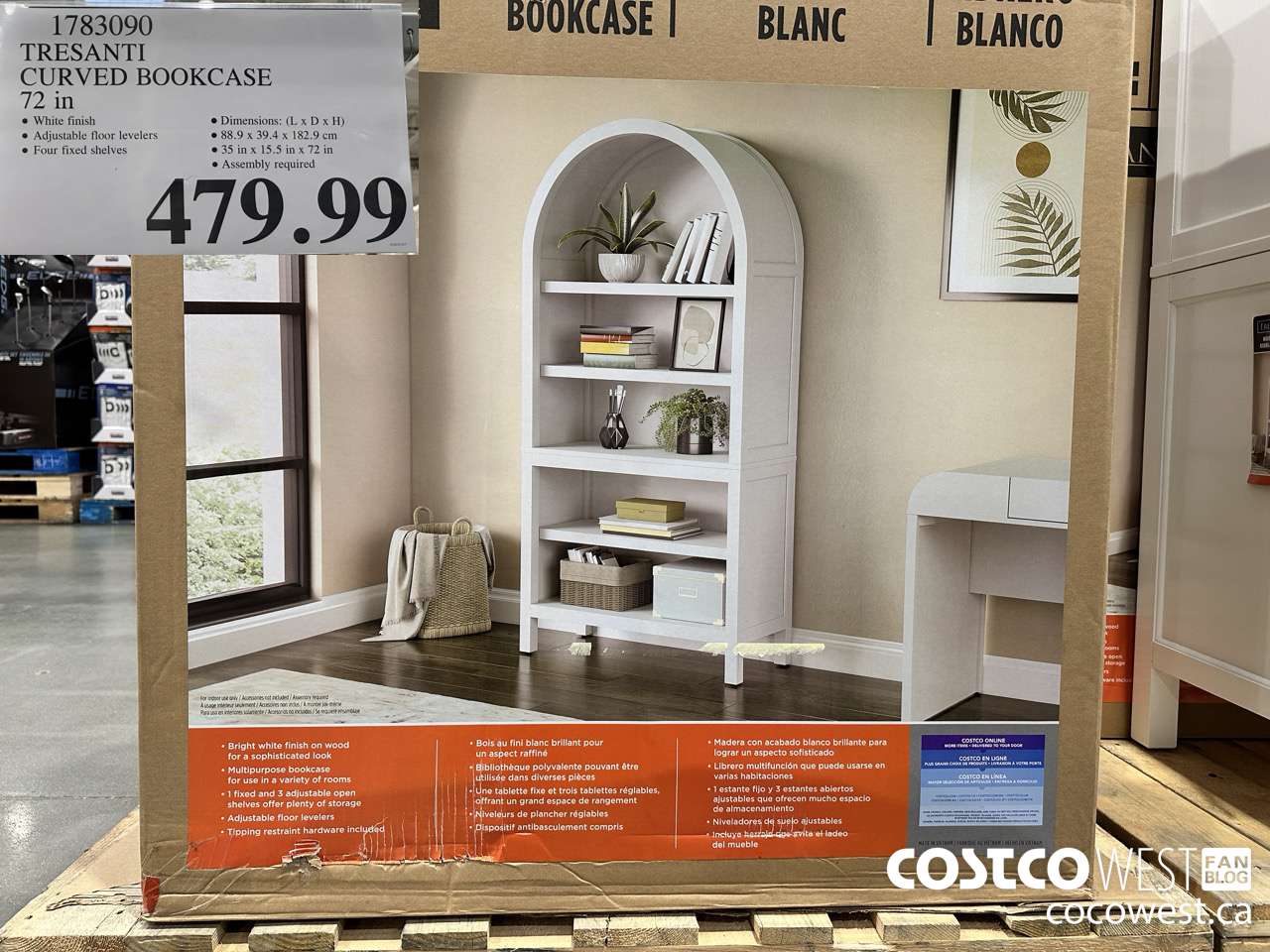 1783090 TRESANTI CURVED BOOKCASE 72IN $479.99