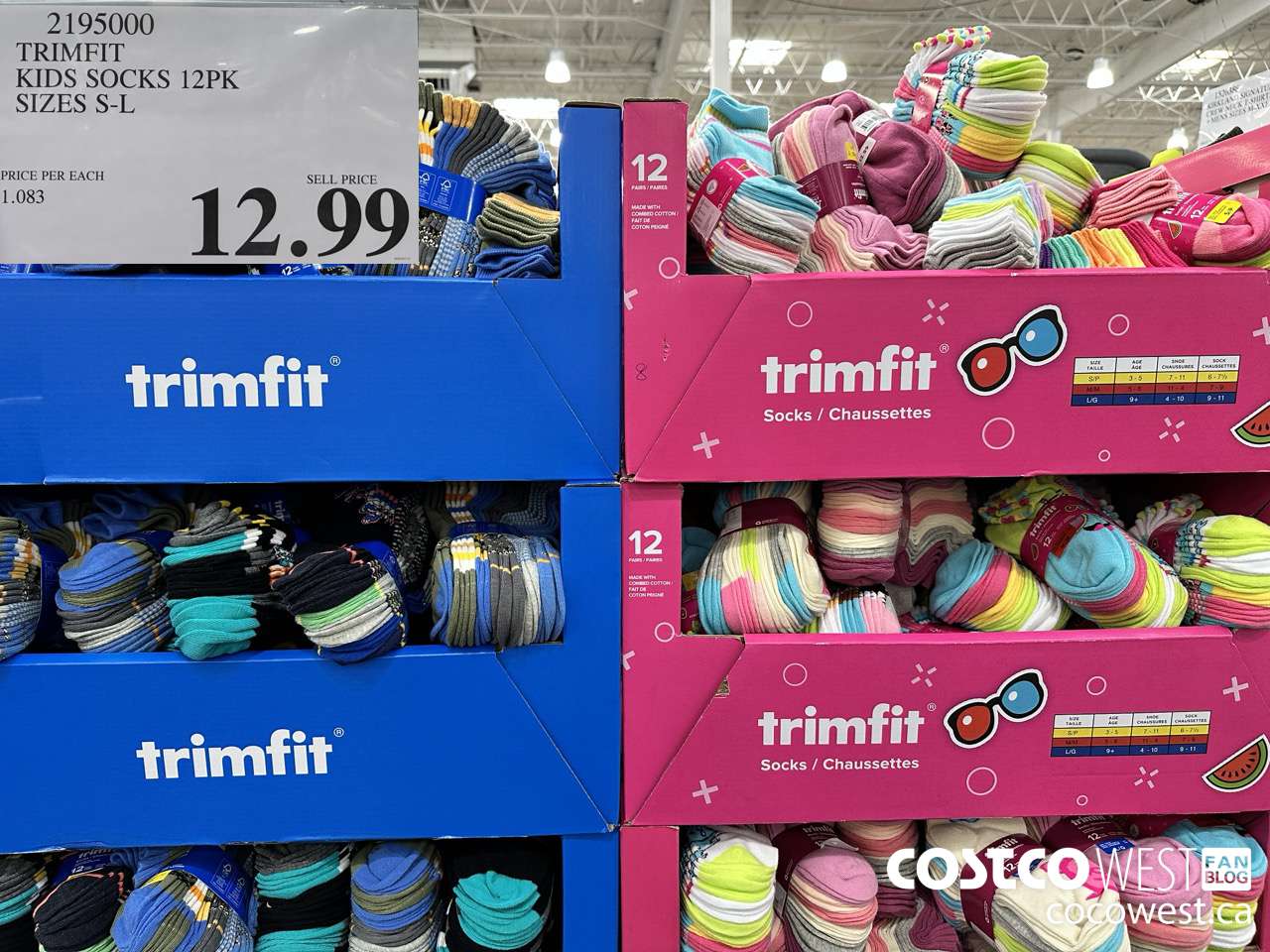 2195000 TRIMFIT KIDS SOCKS 12PK SIZES S-L $12.99