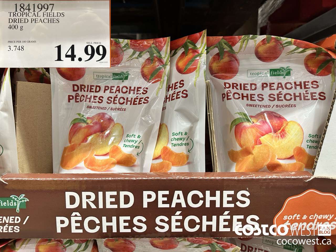 1841997 TROPICAL FIELDS DRIED PEACHES 14.11 OZ $14.99