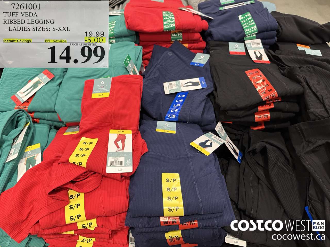 7261001 TUFF VEDA RIBBED LEGGING LADIES SIZES S-XXL ($5.00 INSTANT SAVINGS EXPIRES ON 2025-01-26) $14.99