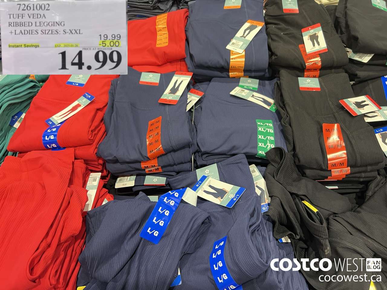 7261002 TUFF VEDA RIBBED LEGGING LADIES SIZES S-XXL ($5.00 INSTANT SAVINGS EXPIRES ON 2025-01-26) $14.99