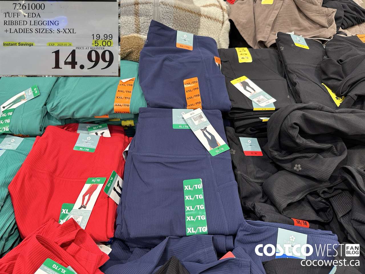 7261000 TUFF VEDA RIBBED LEGGING LADIES SIZES S-XXL ($5.00 INSTANT SAVINGS EXPIRES ON 2025-01-26) $14.99