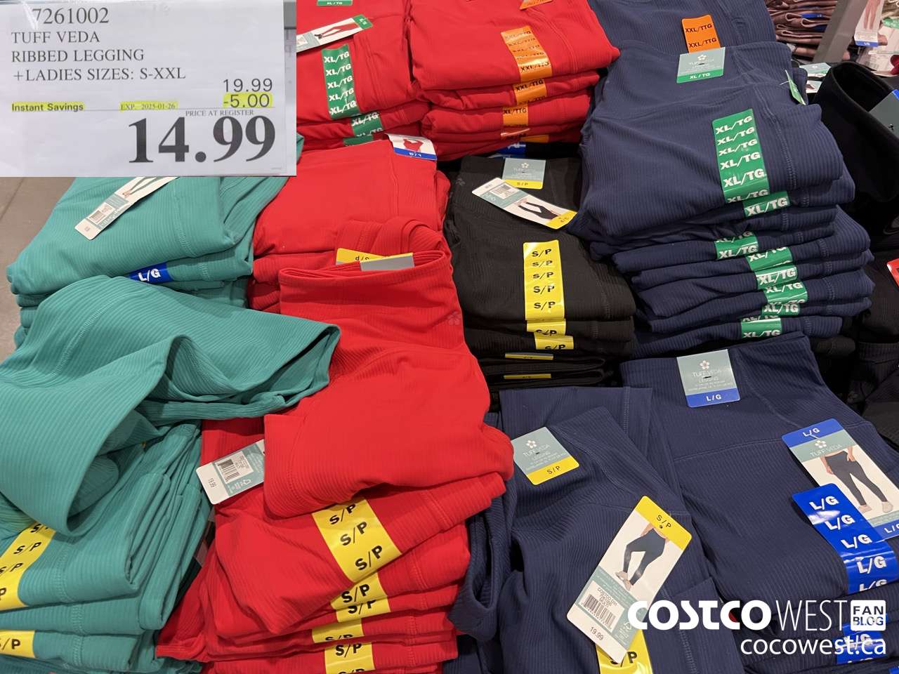 7261002 TUFF VEDA RIBBED LEGGING LADIES SIZES S-XXL ($5.00 INSTANT SAVINGS EXPIRES ON 2025-01-26) $14.99