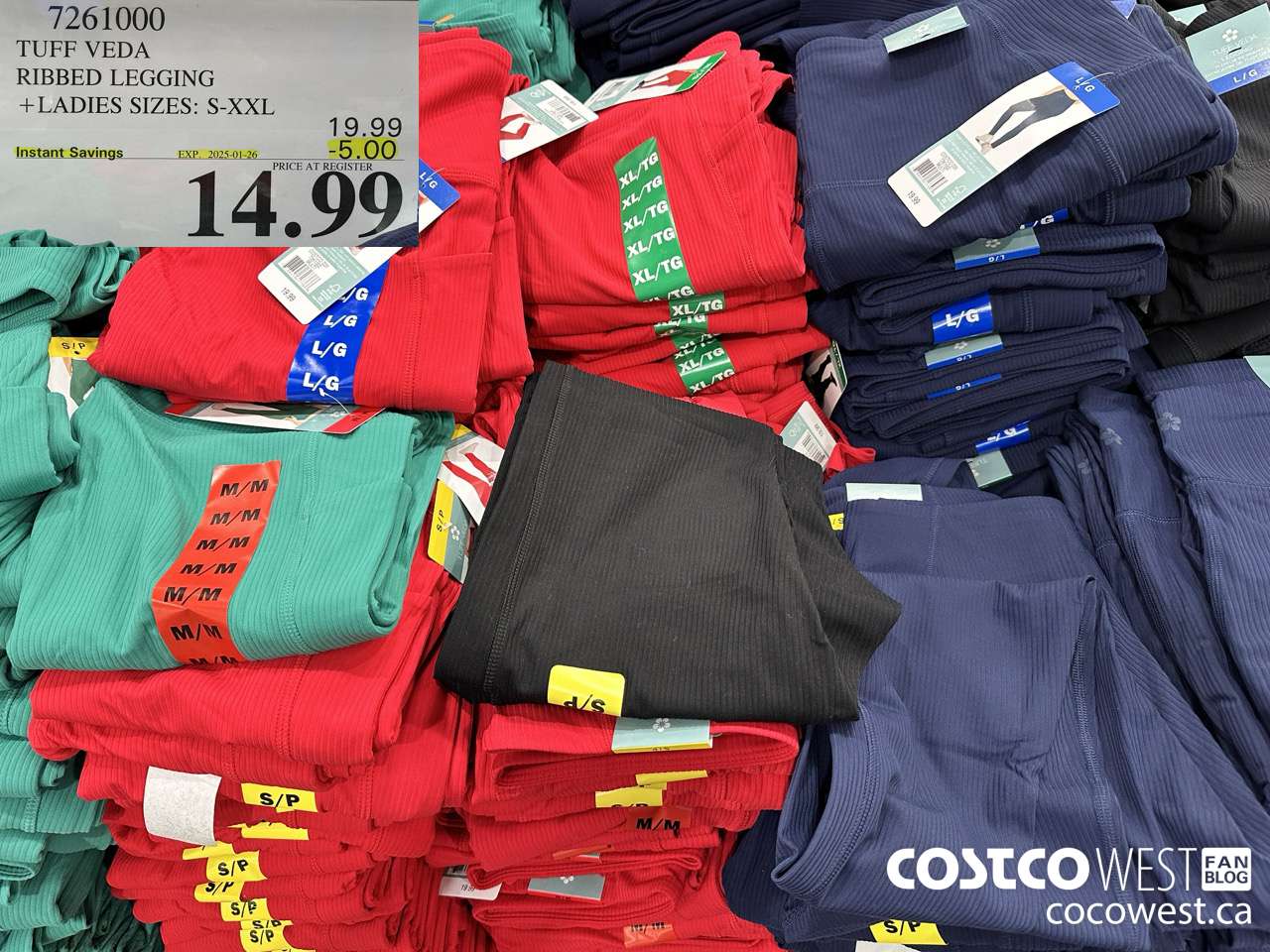 7261000 TUFF VEDA RIBBED LEGGING LADIES SIZES S-XXL ($5.00 INSTANT SAVINGS EXPIRES ON 2025-01-26) $14.99