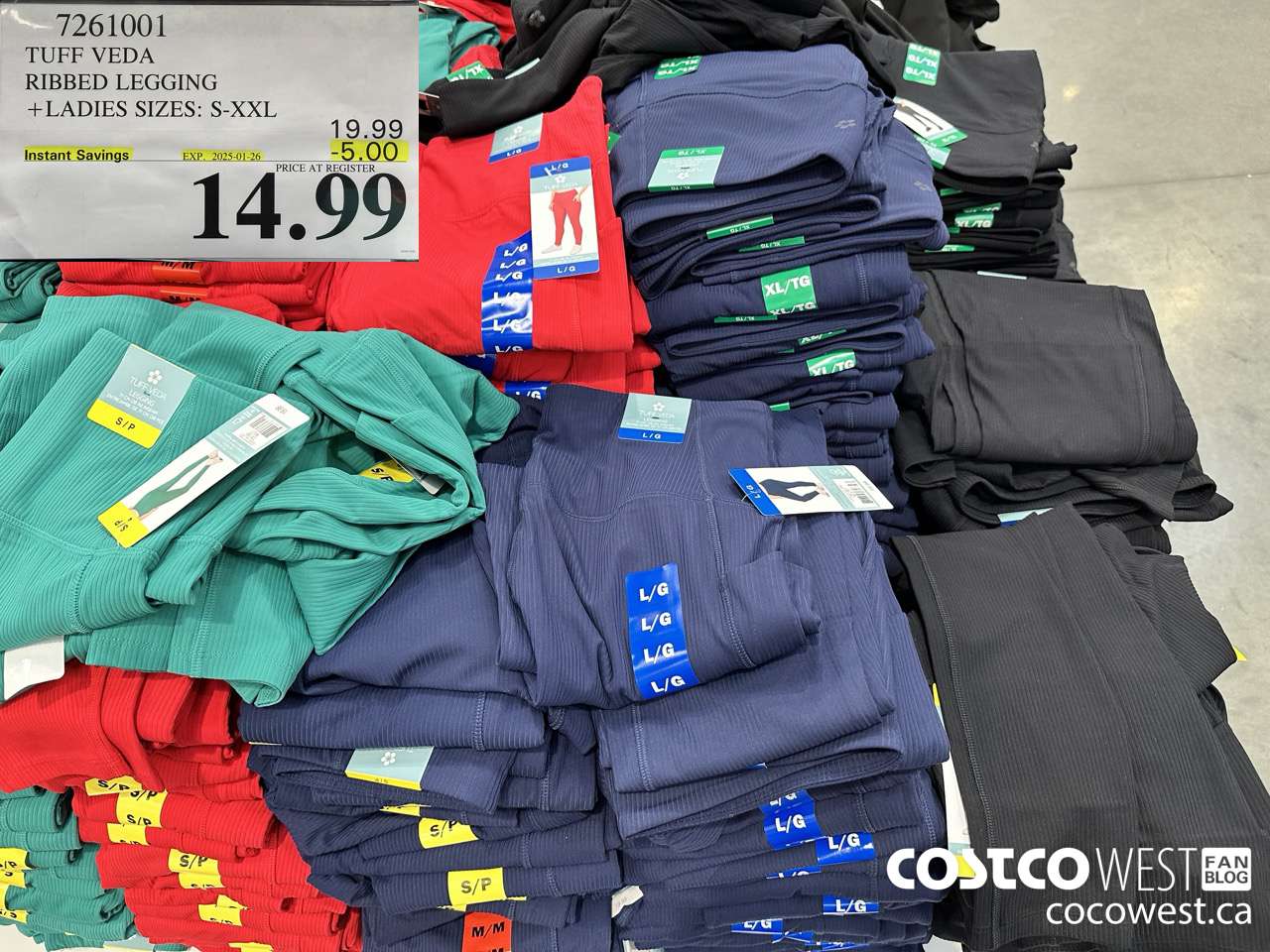 7261001 TUFF VEDA RIBBED LEGGING LADIES SIZES S-XXL ($5.00 INSTANT SAVINGS EXPIRES ON 2025-01-26) $14.99