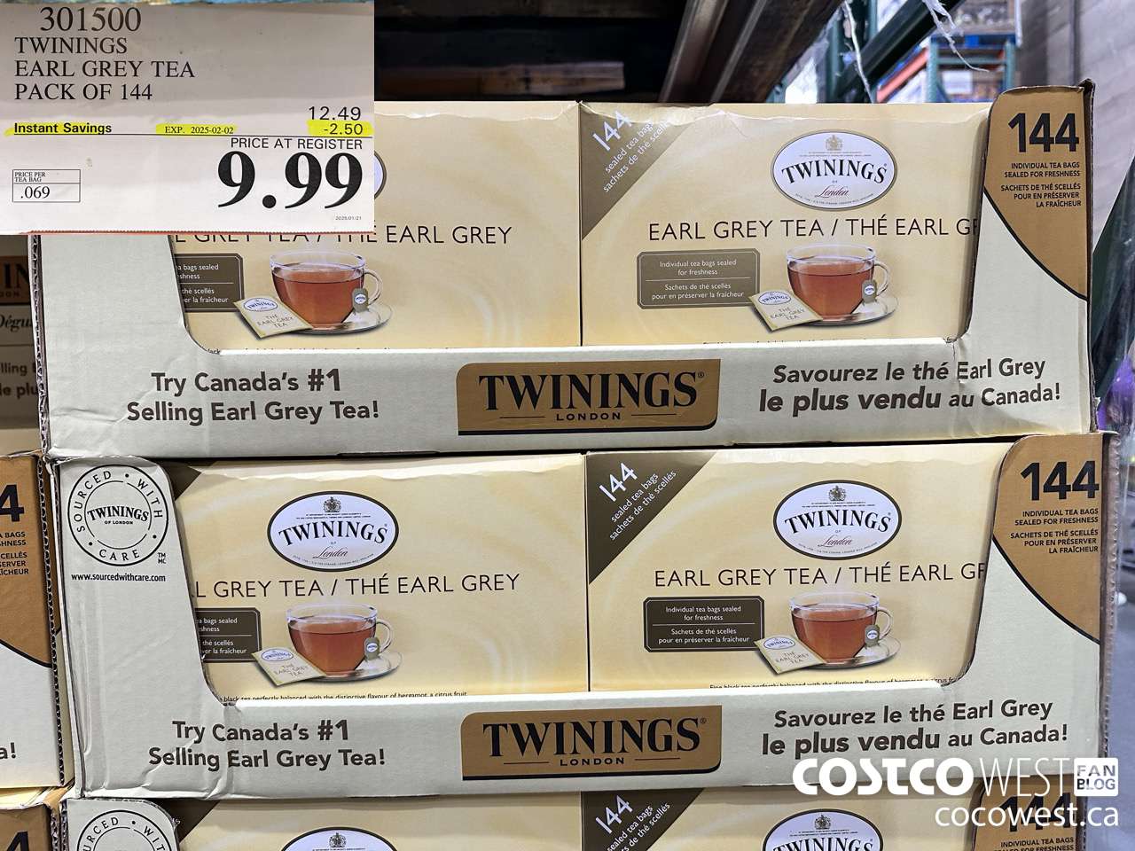 301500 TWININGS EARL GREY TEA 144 COUNT ($2.50 INSTANT SAVINGS EXPIRES ON 2025-02-02) $9.99