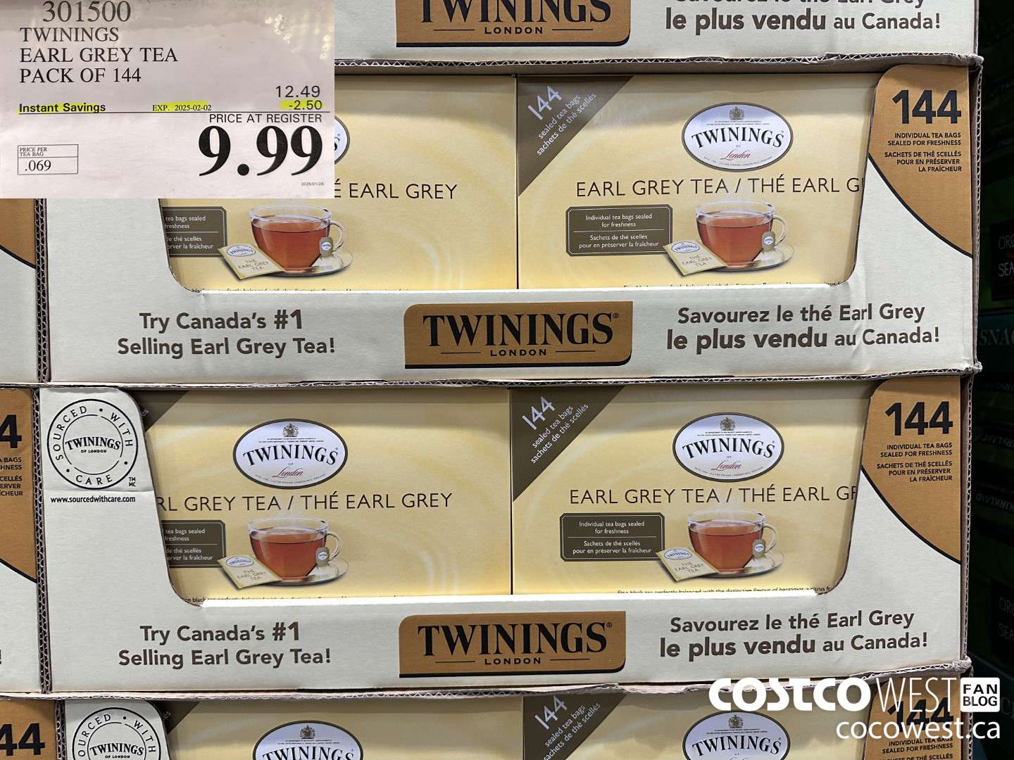 301500 TWININGS EARL GREY TEA 144 COUNT ($2.50 INSTANT SAVINGS EXPIRES ON 2025-02-02) $9.99