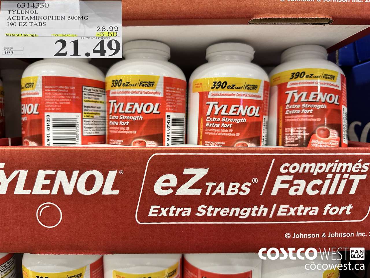 6314330 TYLENOL ACETAMINOPHEN 500MG 390 EZ TABS ($5.50 INSTANT SAVINGS EXPIRES ON 2025-01-19) $21.49