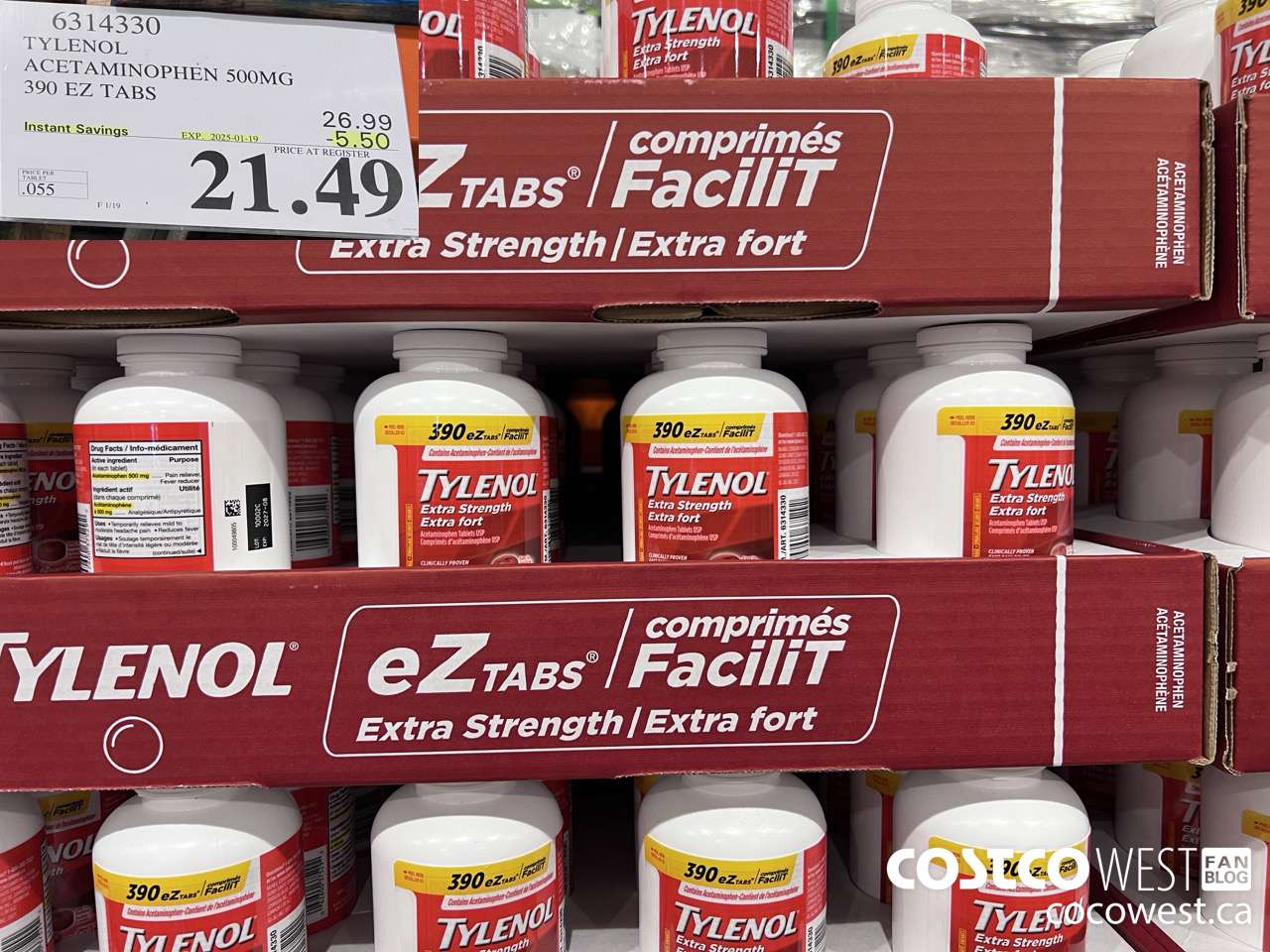 6314330 TYLENOL ACETAMINOPHEN 500MG 390 EZ TABS ($5.50 INSTANT SAVINGS EXPIRES ON 2025-01-19) $21.49